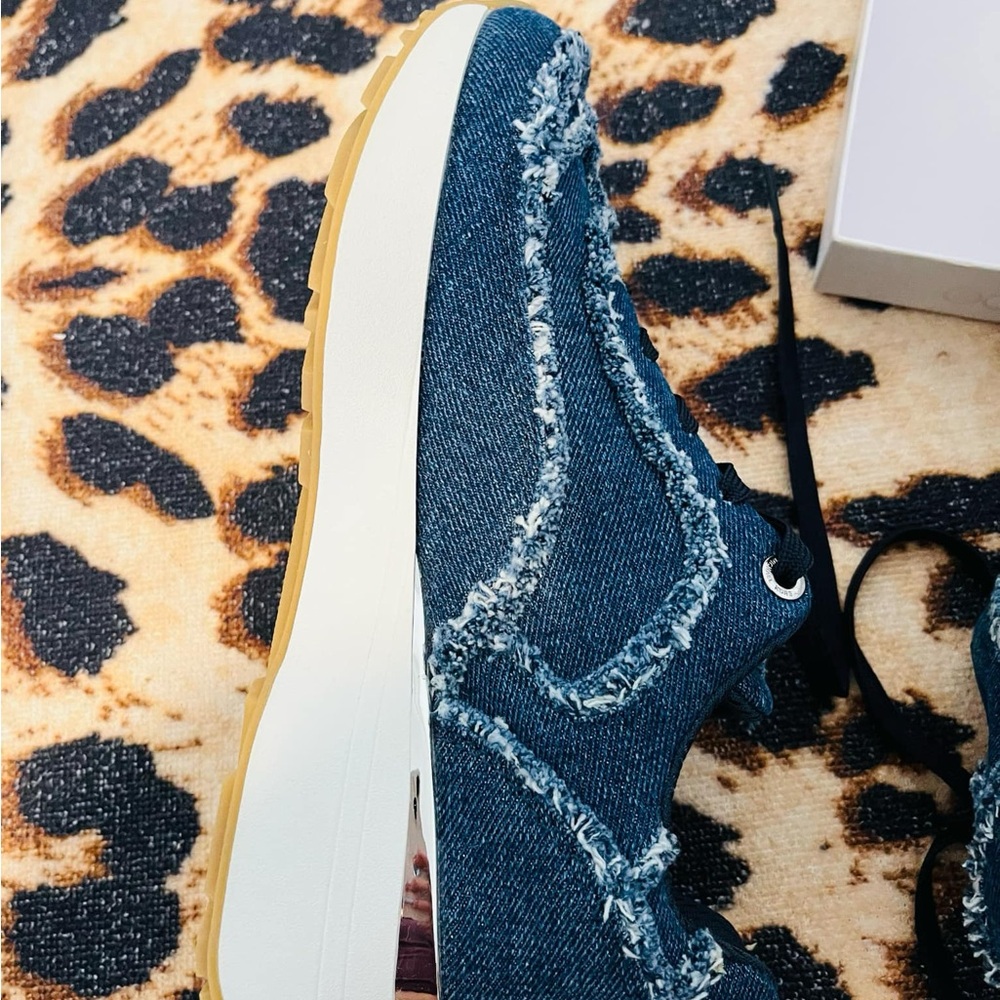 Michael Kors Ari Frayed Denim Trainer - Picture 3 of 14